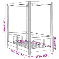 Produktbild för Sängram för barnsäng svart 70x140 cm massiv furu