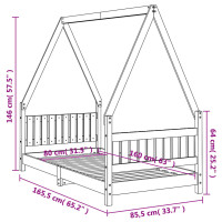 Produktbild för Sängram för barnsäng vit 80x160 cm massiv furu