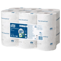 Produktbild för Tork Advanced SmartOne mini T9 - toalettpapper - 620 ark - rulle - 111.6 m - vit (paket om 12)