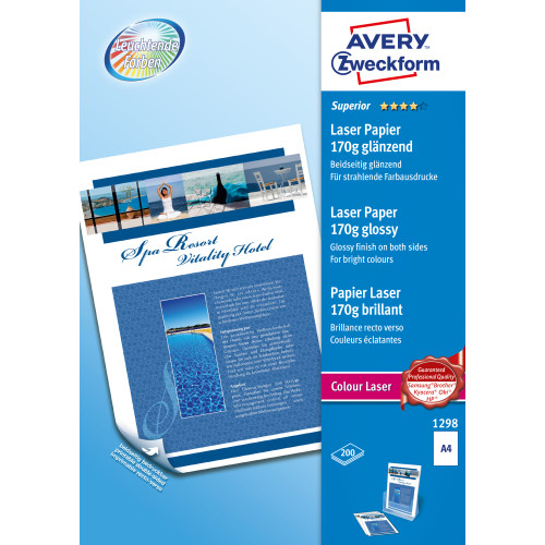 AVERY Avery 1298 datapapper A4 (210x297 mm) Glansigt 200 ark Vit