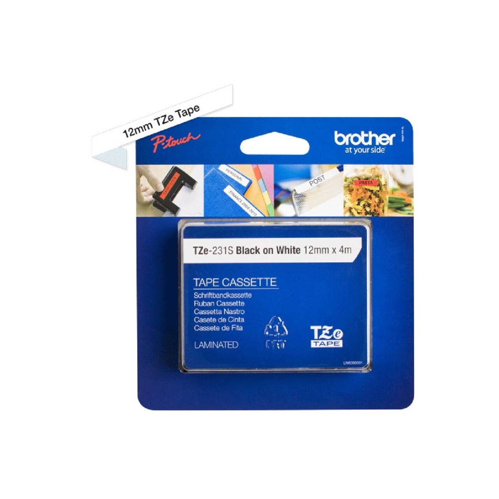 Produktbild för Brother TZe-231S2 - bandlaminat - 1 kassett(er) - Rulle (1,2 cm x 4 m)