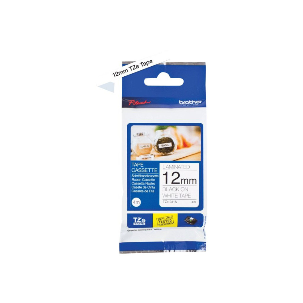 Produktbild för Brother TZe-231S2 - bandlaminat - 1 kassett(er) - Rulle (1,2 cm x 4 m)