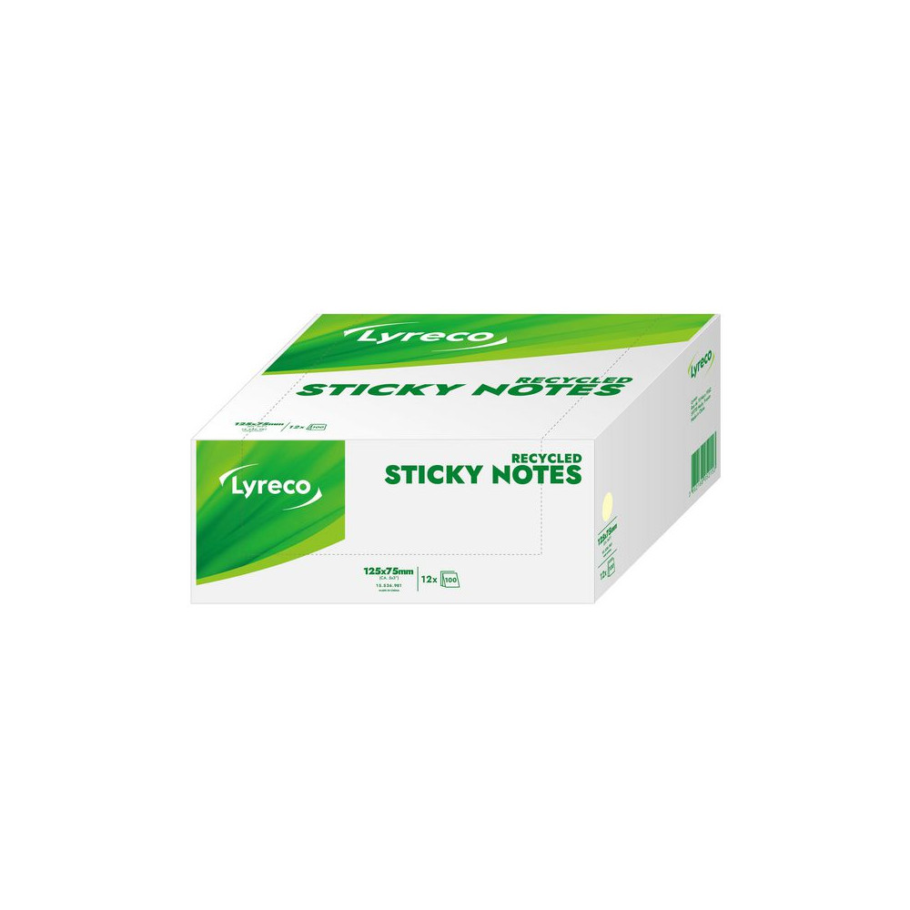 Produktbild för Notes LYRECO recycled 76x127mm gul 12/fp