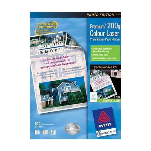 AVERY Avery Premium Colour Laser Photo Paper 200 g/m² datapapper Vit