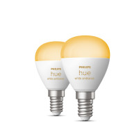 Produktbild för Philips Hue White ambiance Klotlampa – E14 smart ljuskälla – (2-pack)