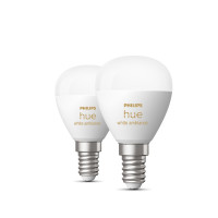 Produktbild för Philips Hue White ambiance Klotlampa – E14 smart ljuskälla – (2-pack)