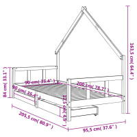 Produktbild för Sängram för barnsäng m. lådor 90x200 cm massiv furu