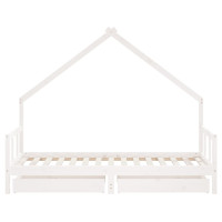 Produktbild för Sängram med lådor för barn vit 90x190 cm massiv furu