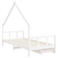 Produktbild för Sängram med lådor för barn vit 90x190 cm massiv furu