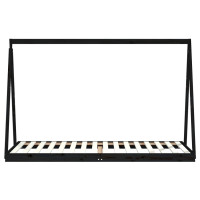 Produktbild för Sängram för barnsäng svart 90x200 cm massiv furu