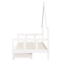 Produktbild för Sängram för barnsäng m. lådor vit 90x200 cm massiv furu