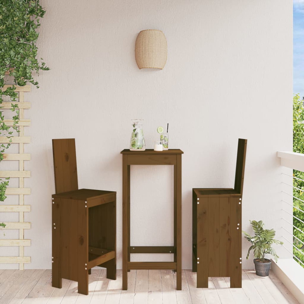 Produktbild för Barstolar 2 st honungsbrun 40x42x120 cm massiv furu