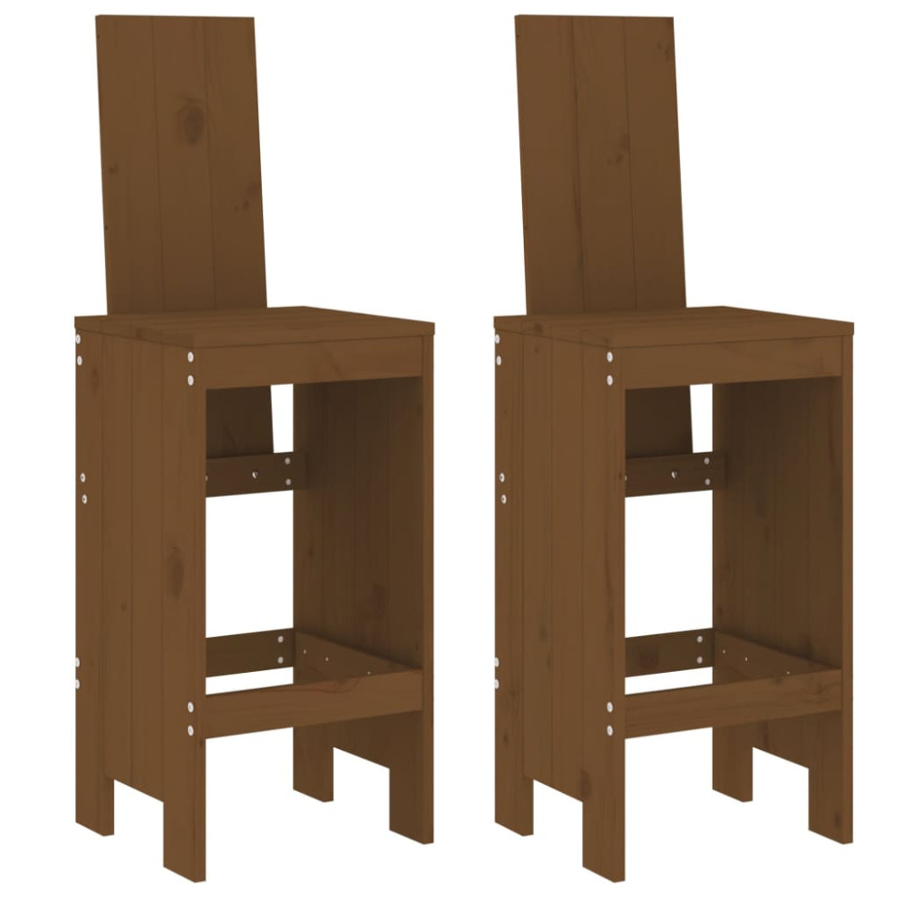Produktbild för Barstolar 2 st honungsbrun 40x42x120 cm massiv furu
