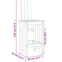 Produktbild för Barstolar 2 st honungsbrun 40x42x120 cm massiv furu