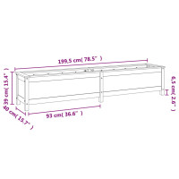 Produktbild för Odlingslåda på ben 199,5x40x39 cm vit massiv furu