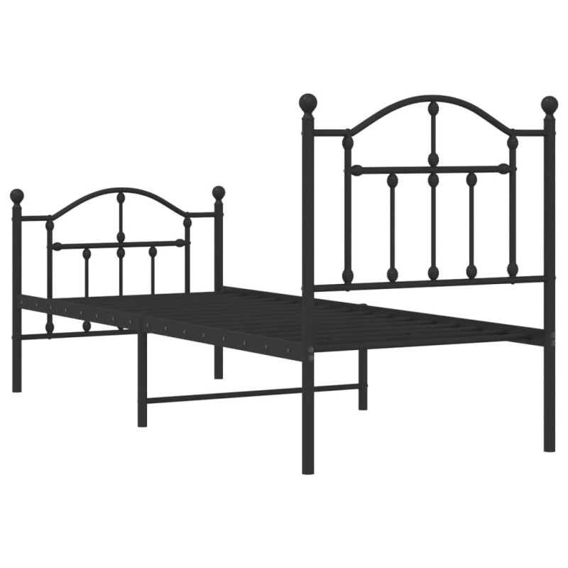 Produktbild för Sängram med huvudgavel och fotgavel svart metall 75x190 cm