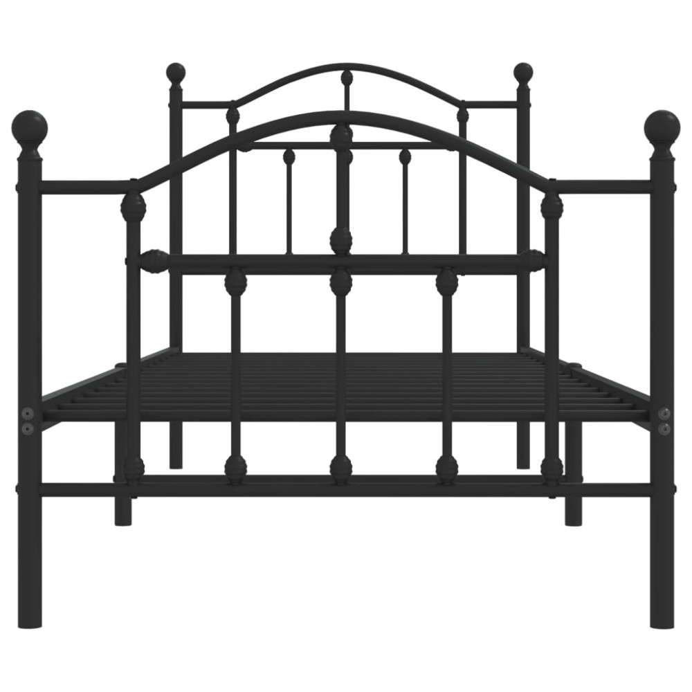Produktbild för Sängram med huvudgavel och fotgavel svart metall 90x200 cm