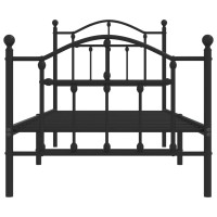 Produktbild för Sängram med huvudgavel och fotgavel svart metall 90x200 cm