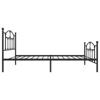 Produktbild för Sängram med huvudgavel och fotgavel svart metall 90x200 cm