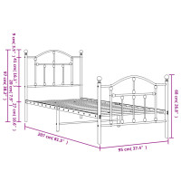 Produktbild för Sängram med huvudgavel och fotgavel svart metall 90x200 cm