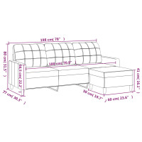 Produktbild för 3-sitssoffa med fotpall ljusgrå 180 cm tyg