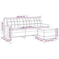 Produktbild för 3-sitssoffa med fotpall gräddvit 180 cm konstläder