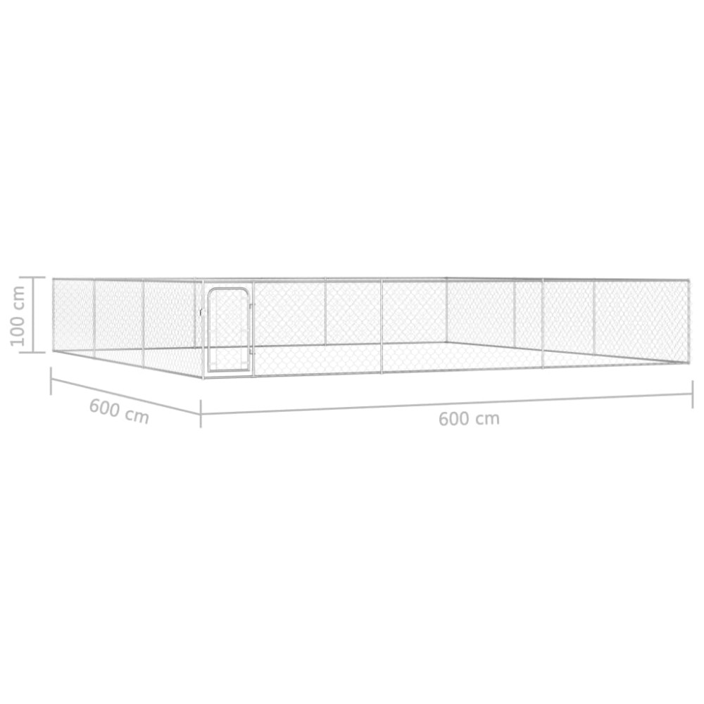 Produktbild för Hundgård för utomhusbruk galvaniserat stål 6x6x1 m