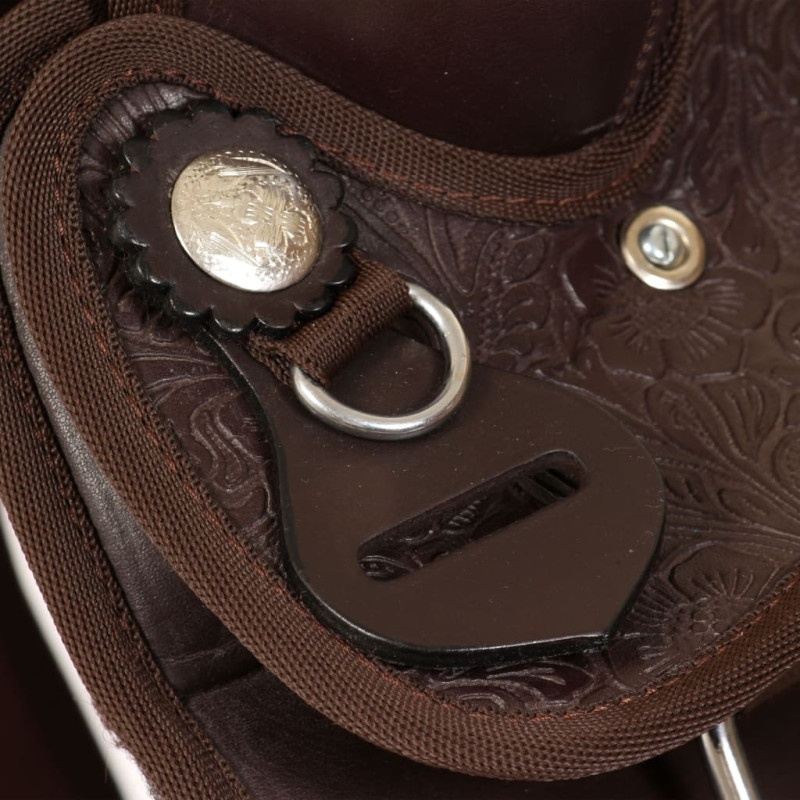 Produktbild för Westernsadel träns&halsband äkta läder 12" brun