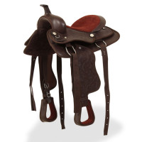 Miniatyr av produktbild för Westernsadel träns&halsband äkta läder 13" brun