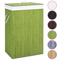 Produktbild för Tvättkorg bambu med 2 sektioner grön 72 L