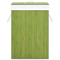 Produktbild för Tvättkorg bambu med 2 sektioner grön 72 L