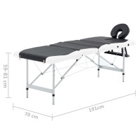 Produktbild för Hopfällbar massagebänk 4 sektioner aluminium svart och vit
