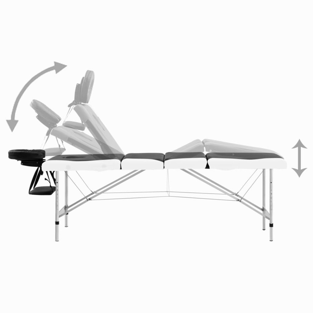 Produktbild för Hopfällbar massagebänk 4 sektioner aluminium svart och vit