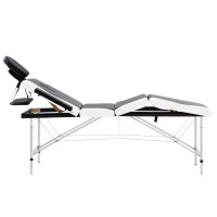 Produktbild för Hopfällbar massagebänk 4 sektioner aluminium svart och vit
