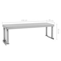 Miniatyr av produktbild för Överhylla för arbetsbord 120x30x35 cm rostfritt stål