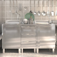 Produktbild för Köksskåp för storkök 3 st rostfritt stål