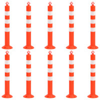 Produktbild för Trafikpollare 10 st med kedja 75 cm PE