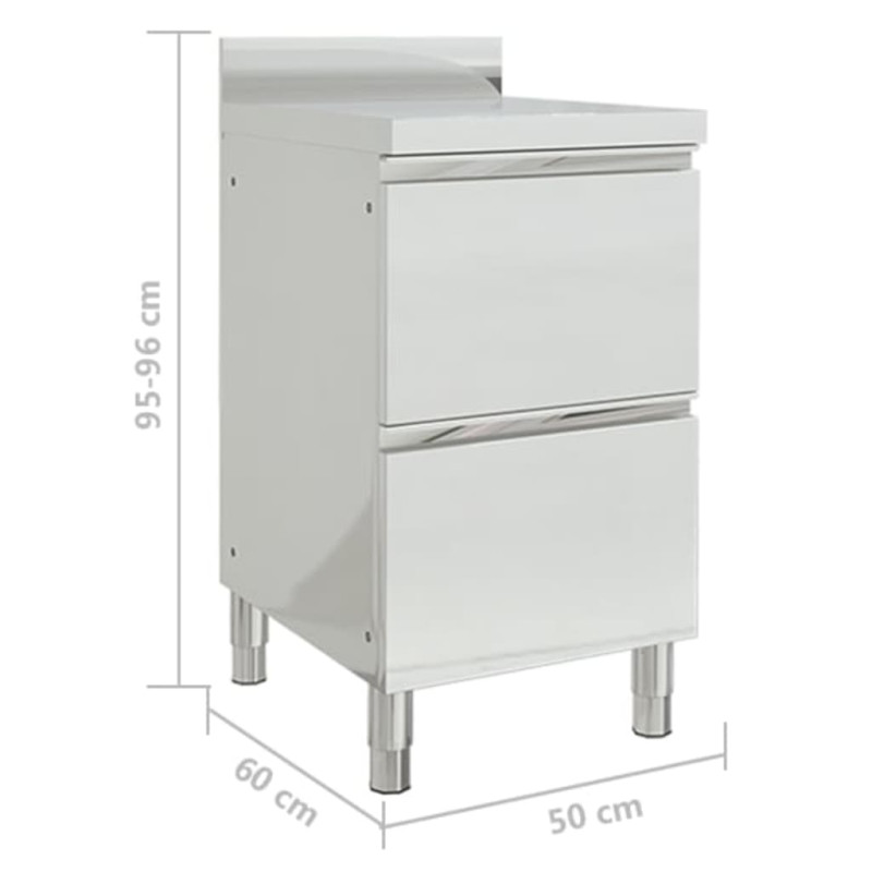 Produktbild för Diskbänk för storkök med 2 lådor rostfritt stål