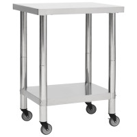 Produktbild för Arbetsbord med hjul 80x30x85 cm rostfritt stål