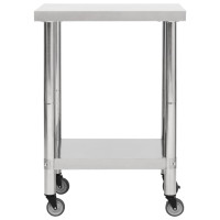 Produktbild för Arbetsbord med hjul 60x30x85 cm rostfritt stål