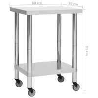 Produktbild för Arbetsbord med hjul 60x30x85 cm rostfritt stål