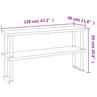 Produktbild för Arbetsbord med överhylla 120x60x145 cm rostfritt stål