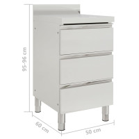 Produktbild för Köksskåp för storkök med 3 lådor 2 st rostfritt stål