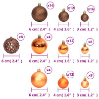 Produktbild för Julgranskulor 100 st brun 3/4/6 cm