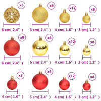 Produktbild för Julgranskulor 100 st guld och vinröd 3/4/6 cm