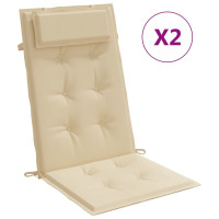 Produktbild för Stolsdynor för stolar med hög rygg 2 st beige oxfordtyg