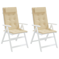 Produktbild för Stolsdynor för stolar med hög rygg 2 st beige oxfordtyg