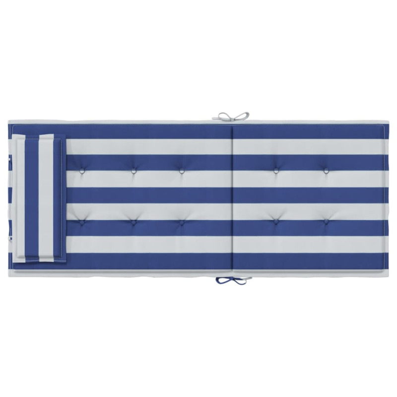 Produktbild för Stolsdynor med hög rygg 4 st blå&vit randig oxfordtyg