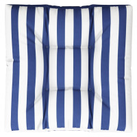 Produktbild för Palldyna blå&vit randig 70x70x12 cm tyg