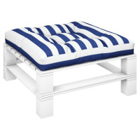 Produktbild för Palldyna blå&vit randig 70x70x12 cm tyg
